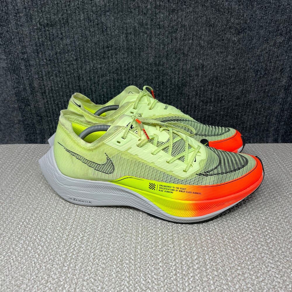 Nike ZoomX Vaporfly Next% Barely Volt Orange Running Shoes Mens 12.5 CU4111-700